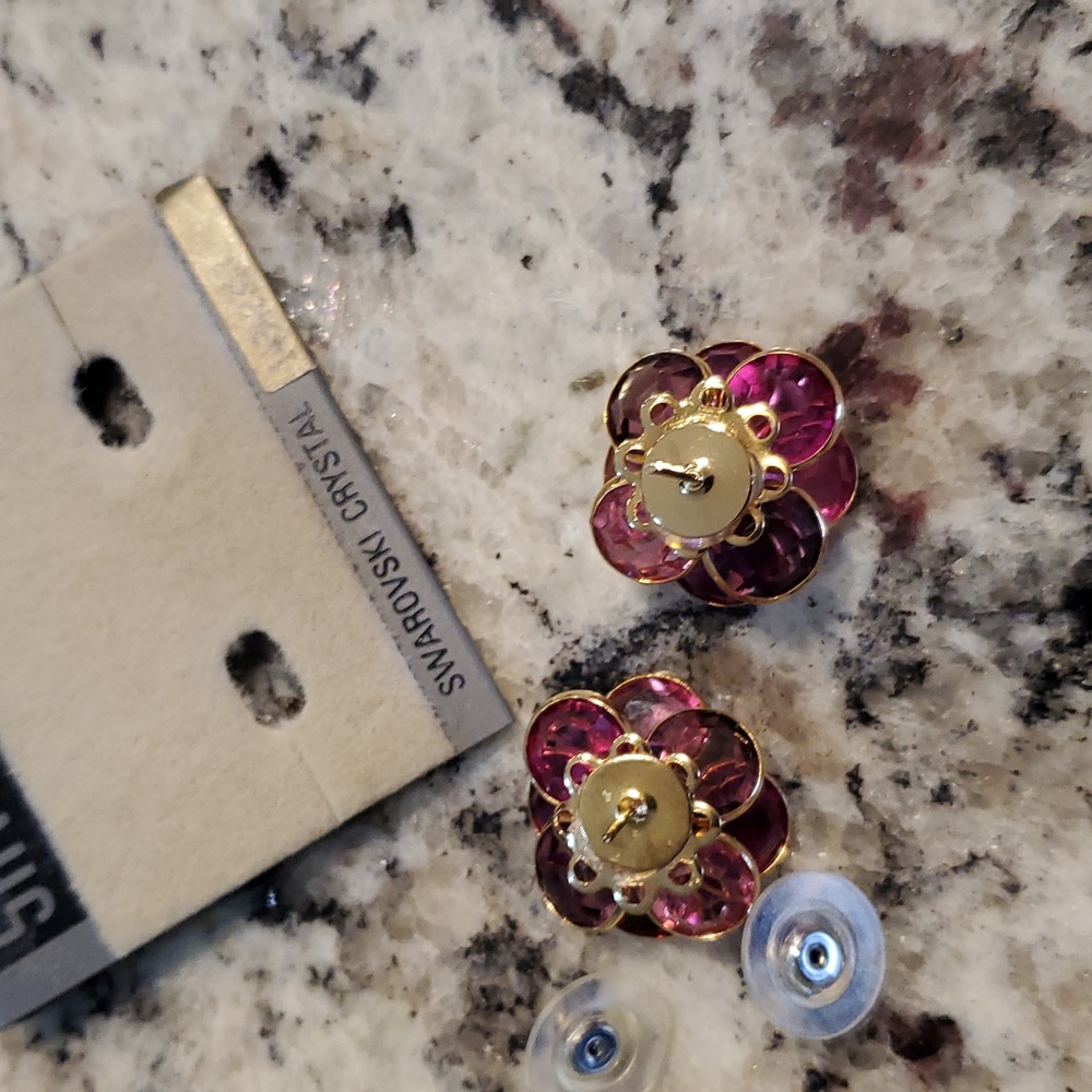Swarovski Crystal Earrings 3 Shades of Pink Crystals - Picture 3 of 3